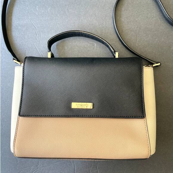 Kate Spade Paterson Court Brynlee Satchel Purse Beige Black Cream *READ* - Picture 3 of 11